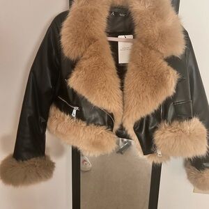 Faux Fur Trim Brown Jacket